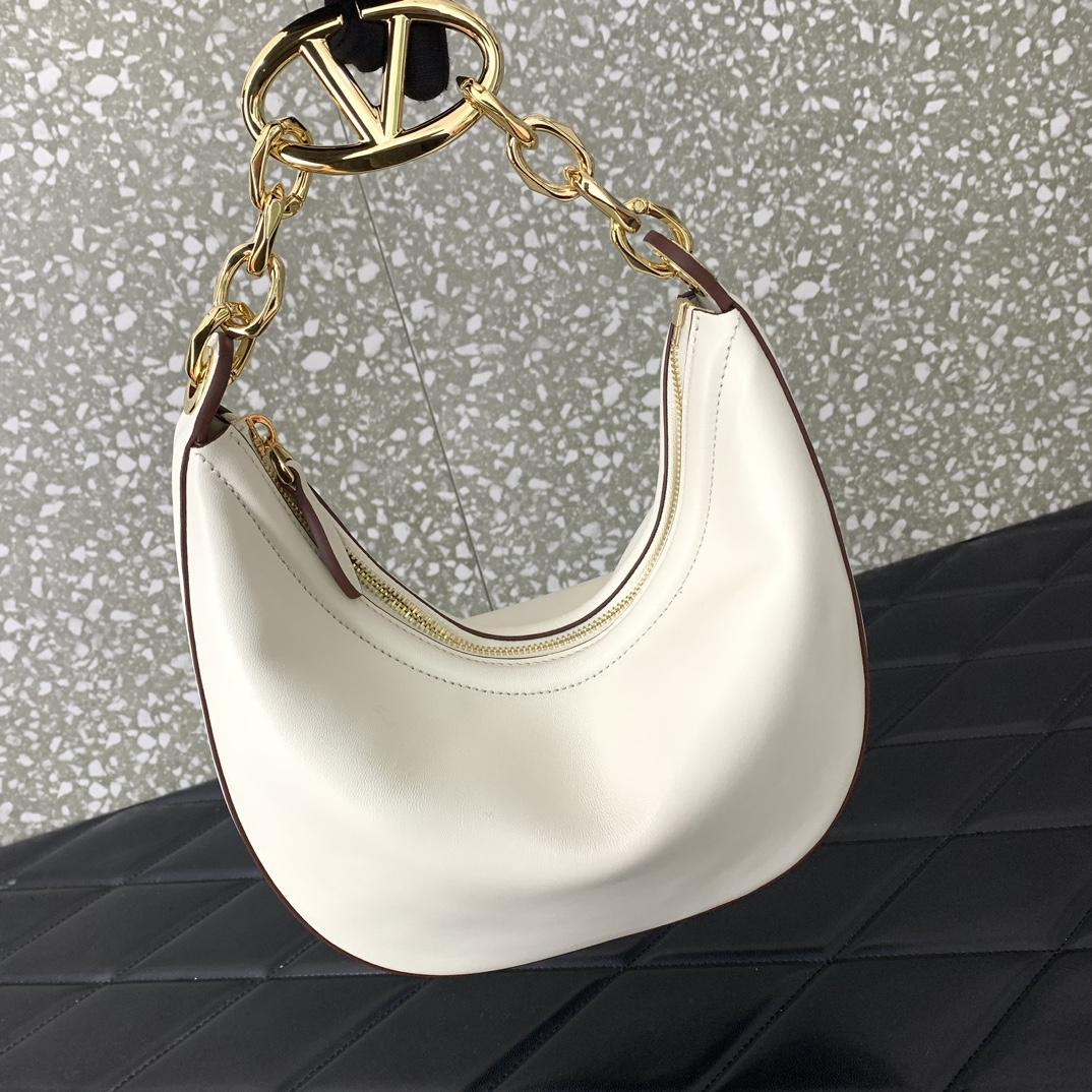Valenti VLogo Moon Mini Hobo Bag In Nappa Leather With Chain - DopestKickz