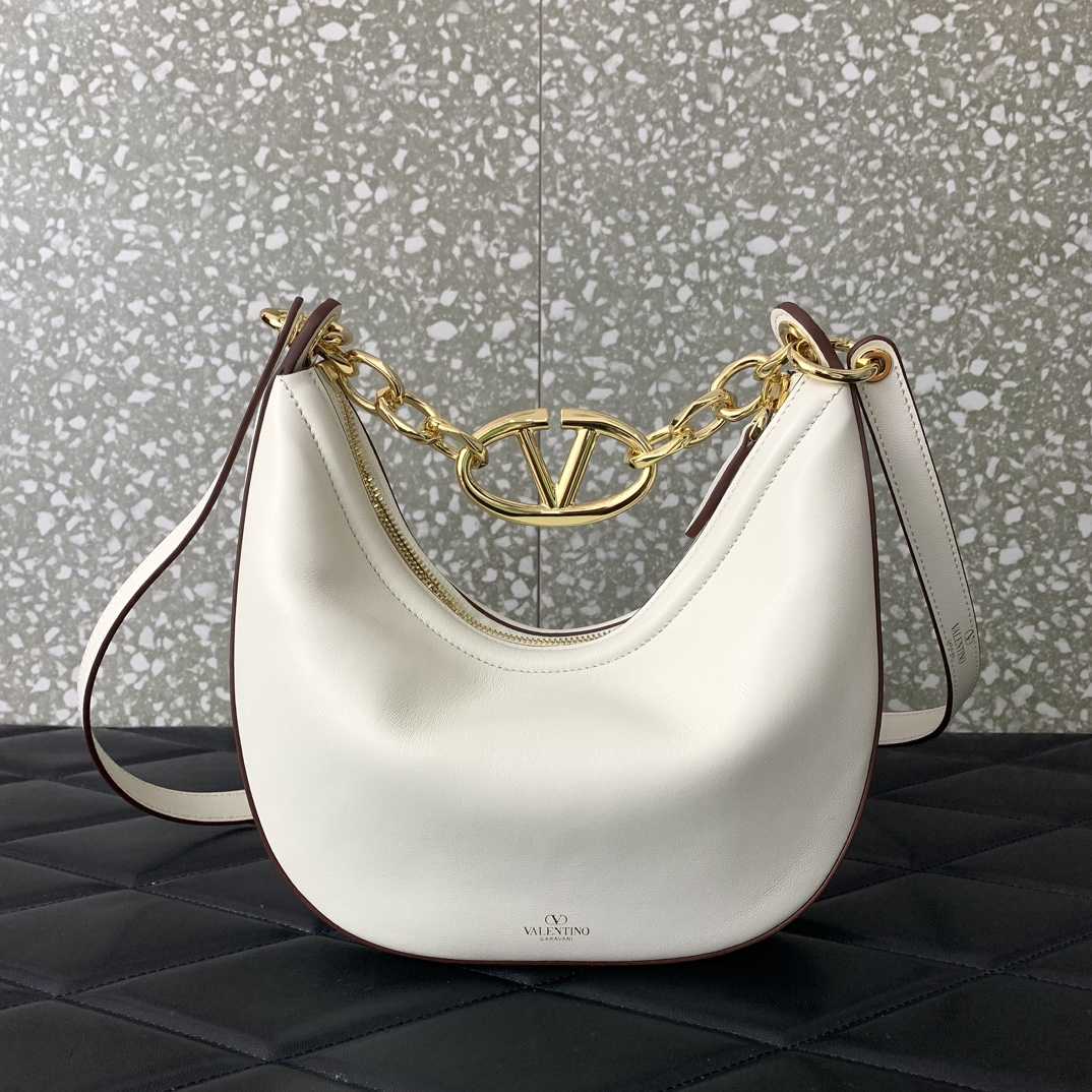 Valenti VLogo Moon Mini Hobo Bag In Nappa Leather With Chain - DopestKickz