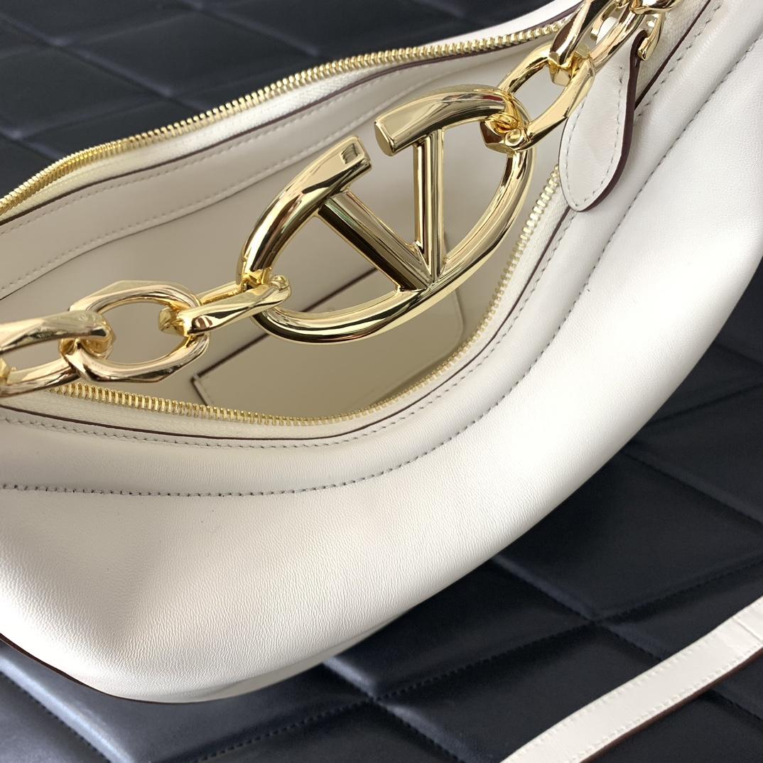 Valenti VLogo Moon Mini Hobo Bag In Nappa Leather With Chain - DopestKickz