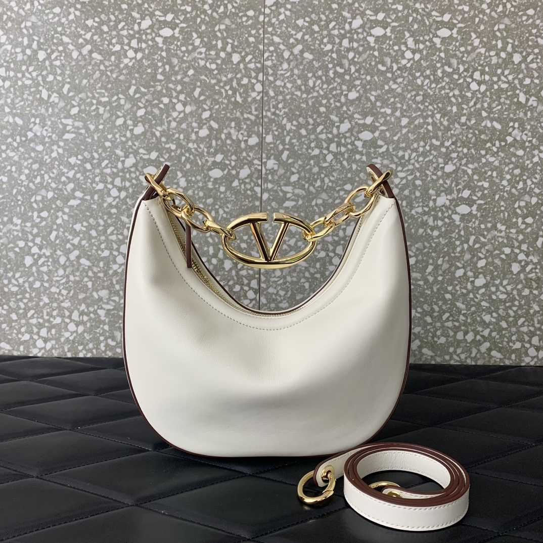 Valenti VLogo Moon Mini Hobo Bag In Nappa Leather With Chain - DopestKickz