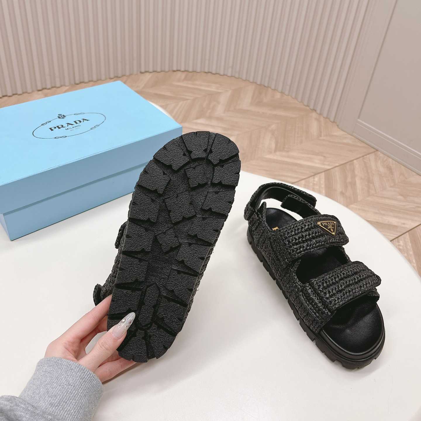 Prada Woven Fabric Sandals - DopestKickz