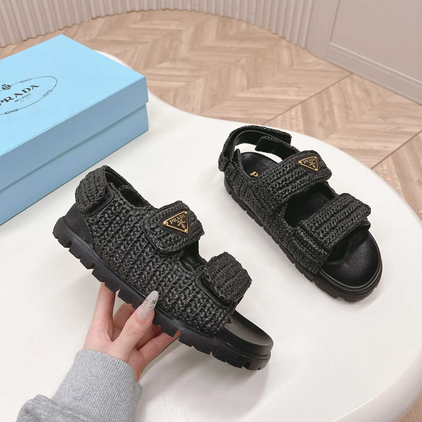 Prada Woven Fabric Sandals - DopestKickz