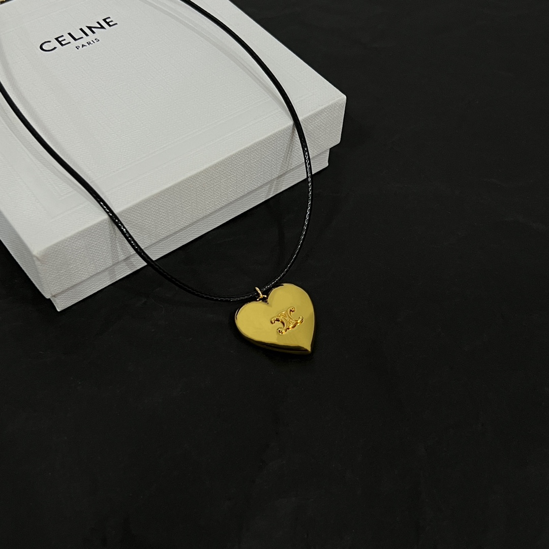 Celine CŒUR Triomphe Necklace In Brass With Gold Finish And Cotton - DopestKickz
