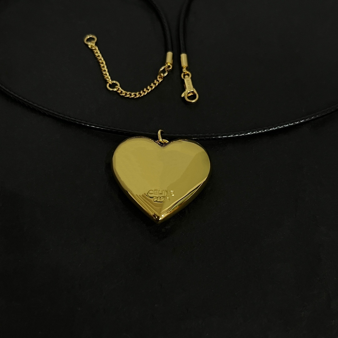 Celine CŒUR Triomphe Necklace In Brass With Gold Finish And Cotton - DopestKickz