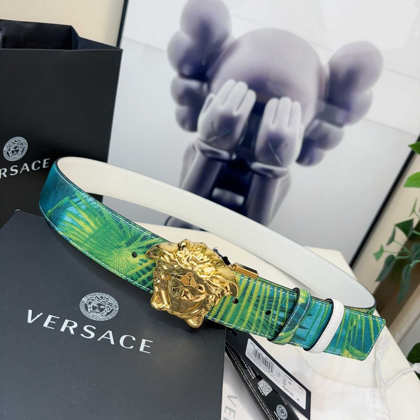 Versace Tiger La Medusa Leather Belt   40mm - DopestKickz