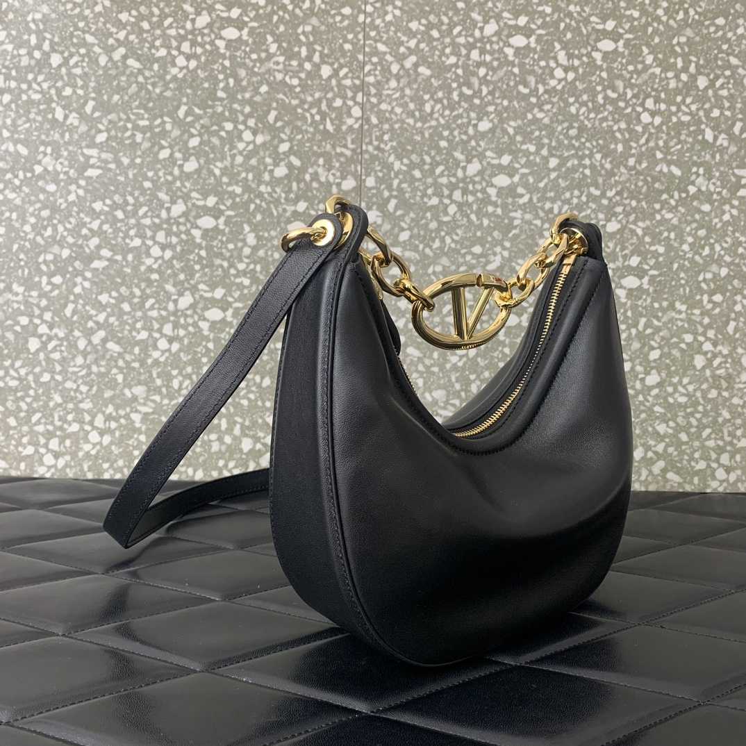 Valenti VLogo Moon Mini Hobo Bag In Nappa Leather With Chain - DopestKickz