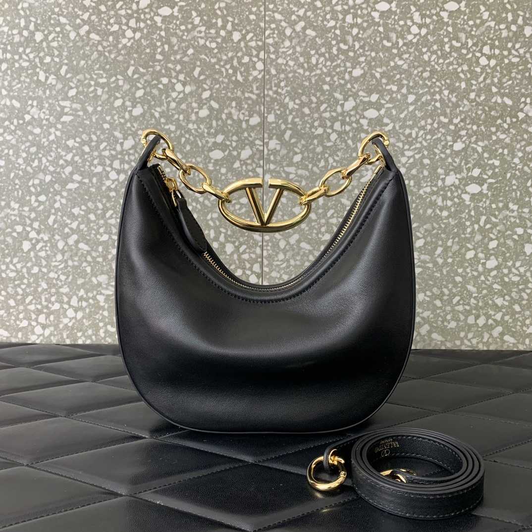 Valenti VLogo Moon Mini Hobo Bag In Nappa Leather With Chain - DopestKickz