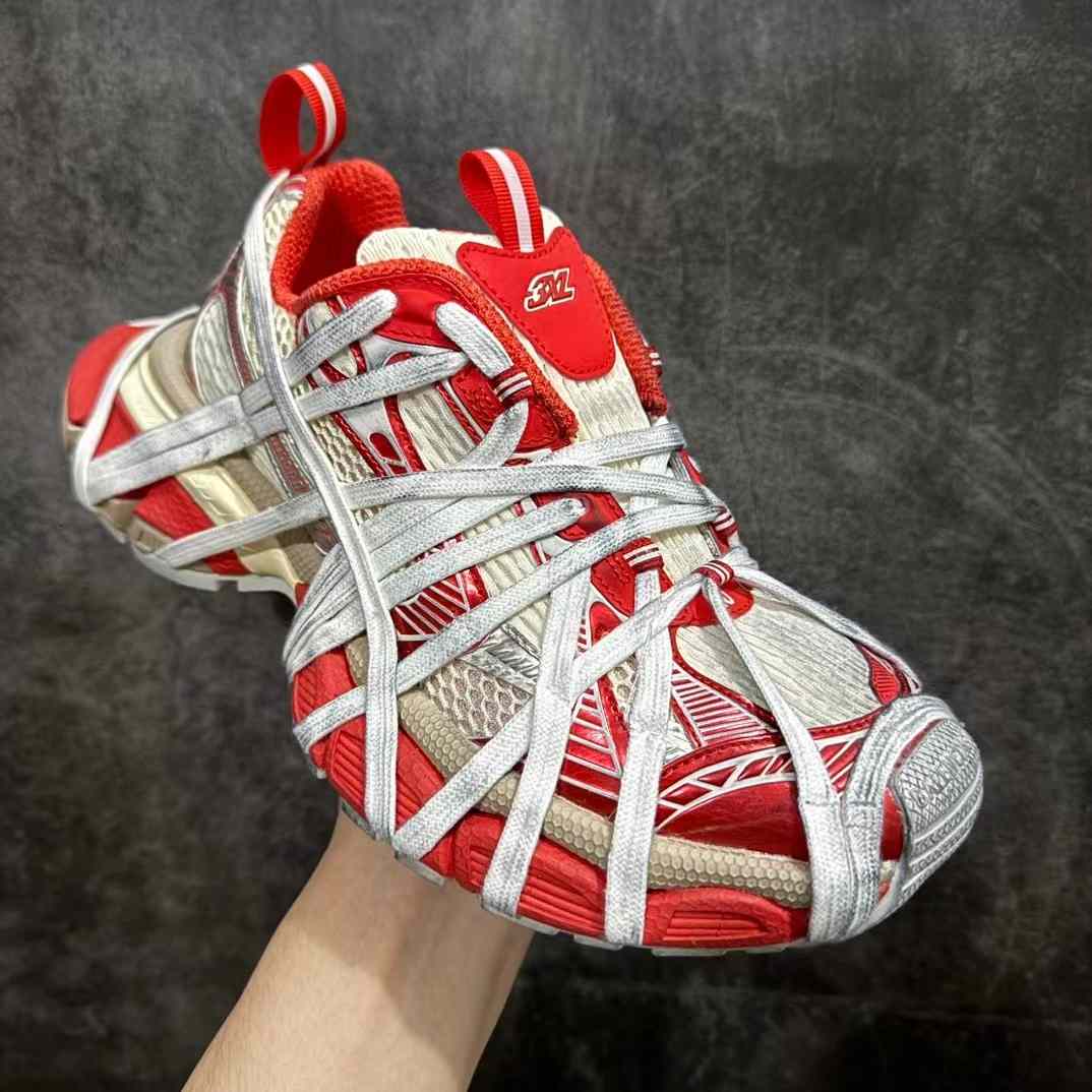 Balenciaga 3XL Extreme Lace Sneaker In Orange And Beige Mesh And Polyurethane - DopestKickz