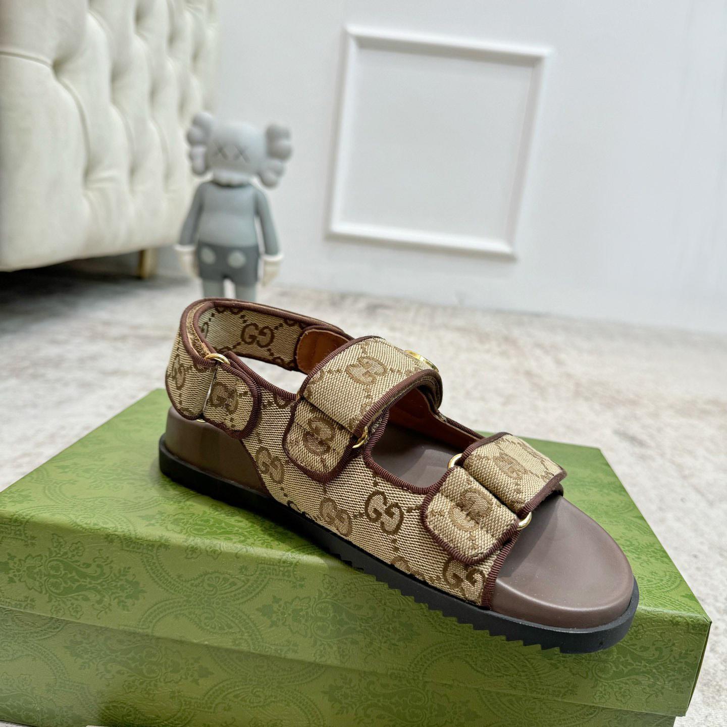 Gucci GG Supreme Canvas Sandals - DopestKickz