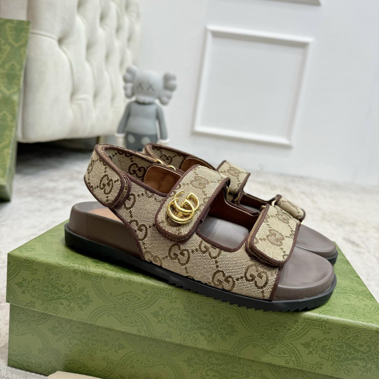 Gucci GG Supreme Canvas Sandals - DopestKickz