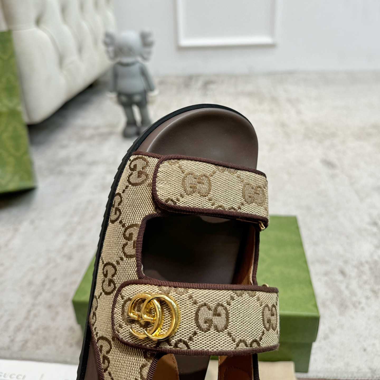 Gucci GG Supreme Canvas Sandals - DopestKickz