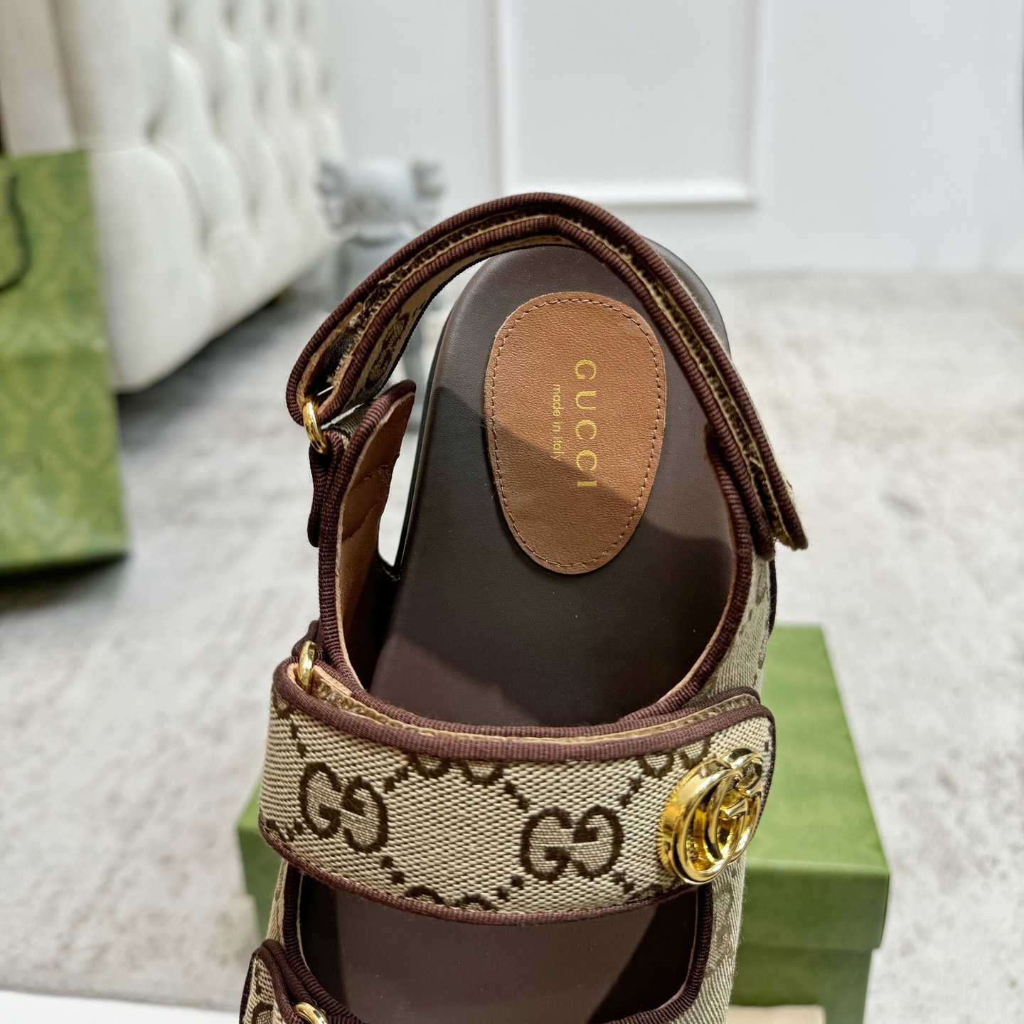 Gucci GG Supreme Canvas Sandals - DopestKickz