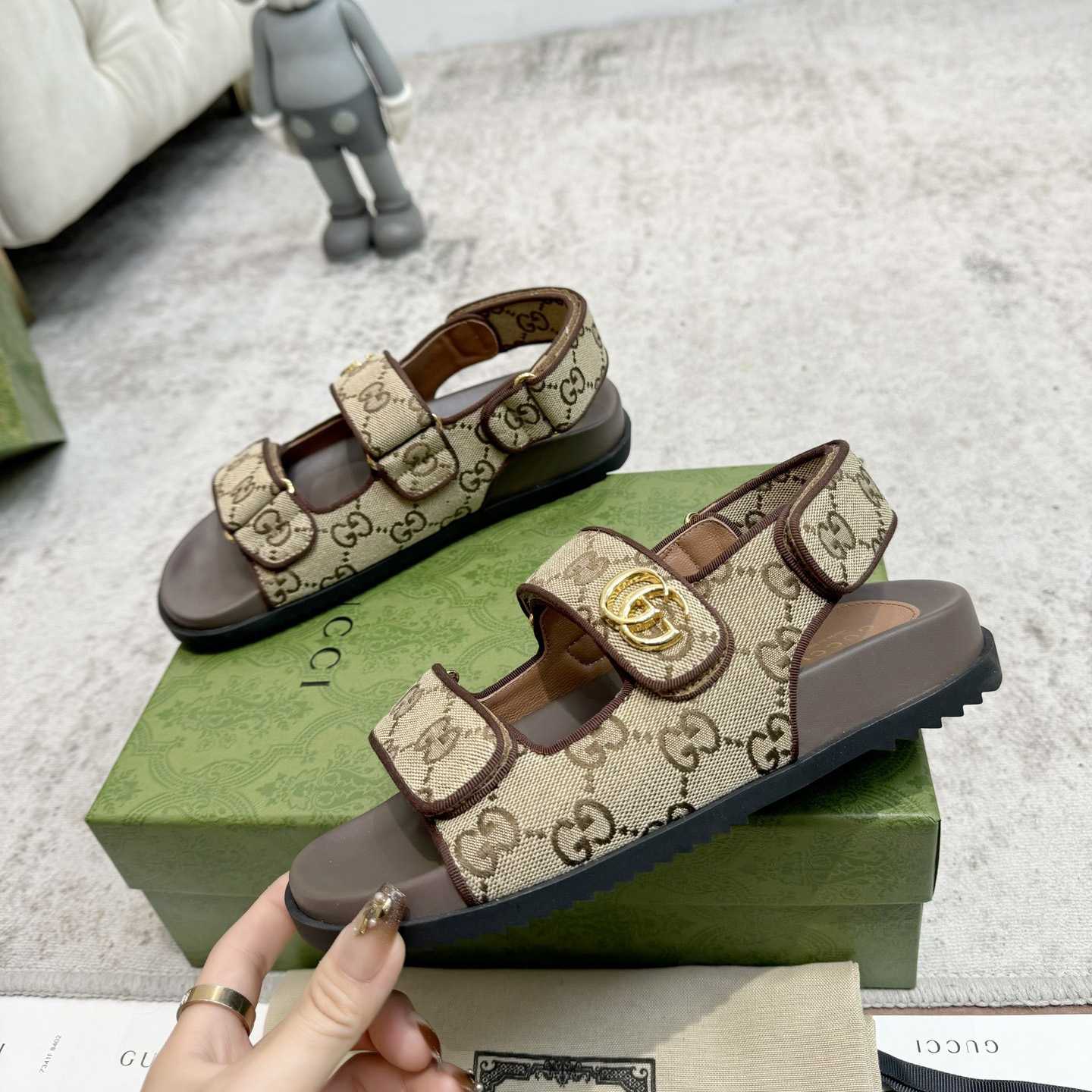 Gucci GG Supreme Canvas Sandals - DopestKickz