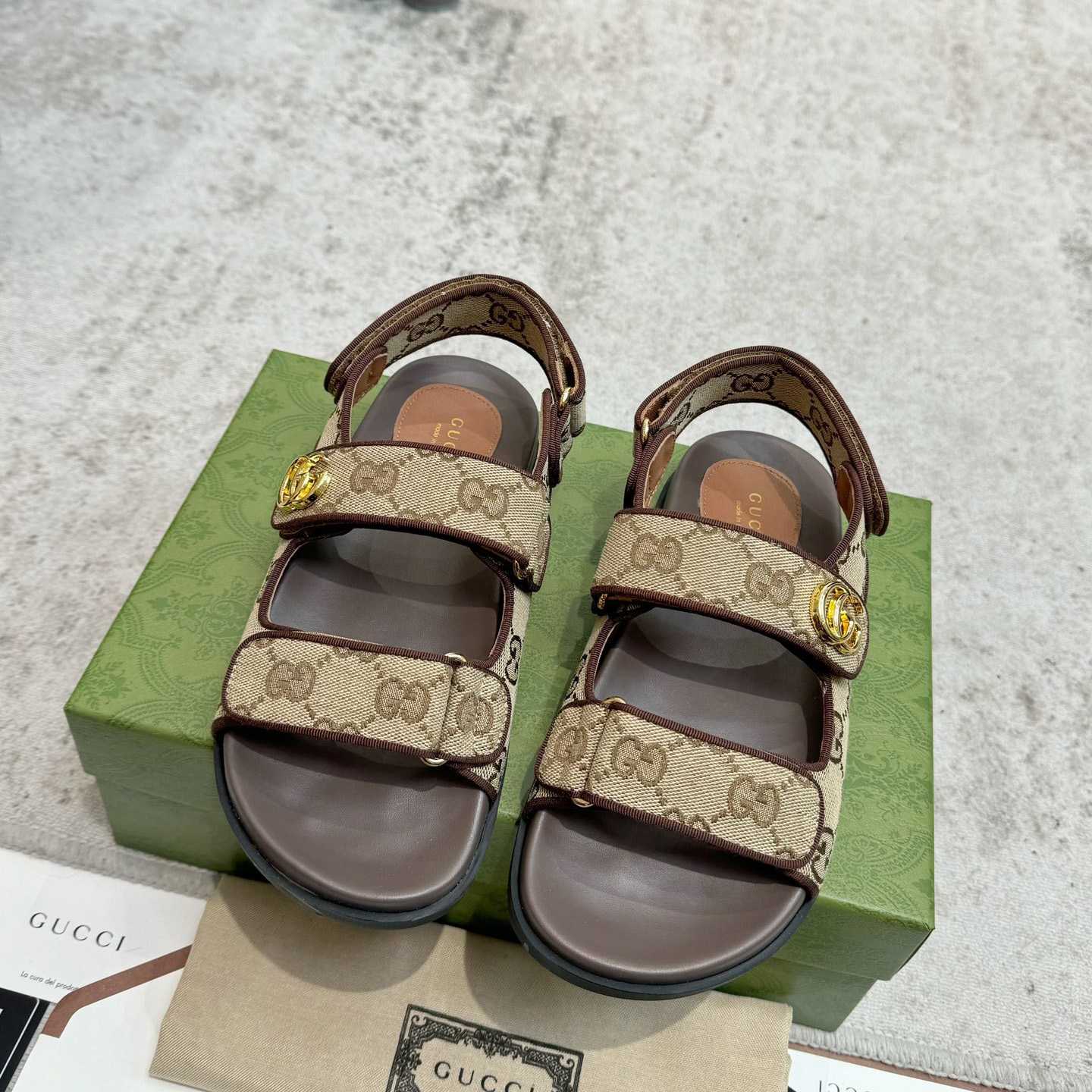 Gucci GG Supreme Canvas Sandals - DopestKickz