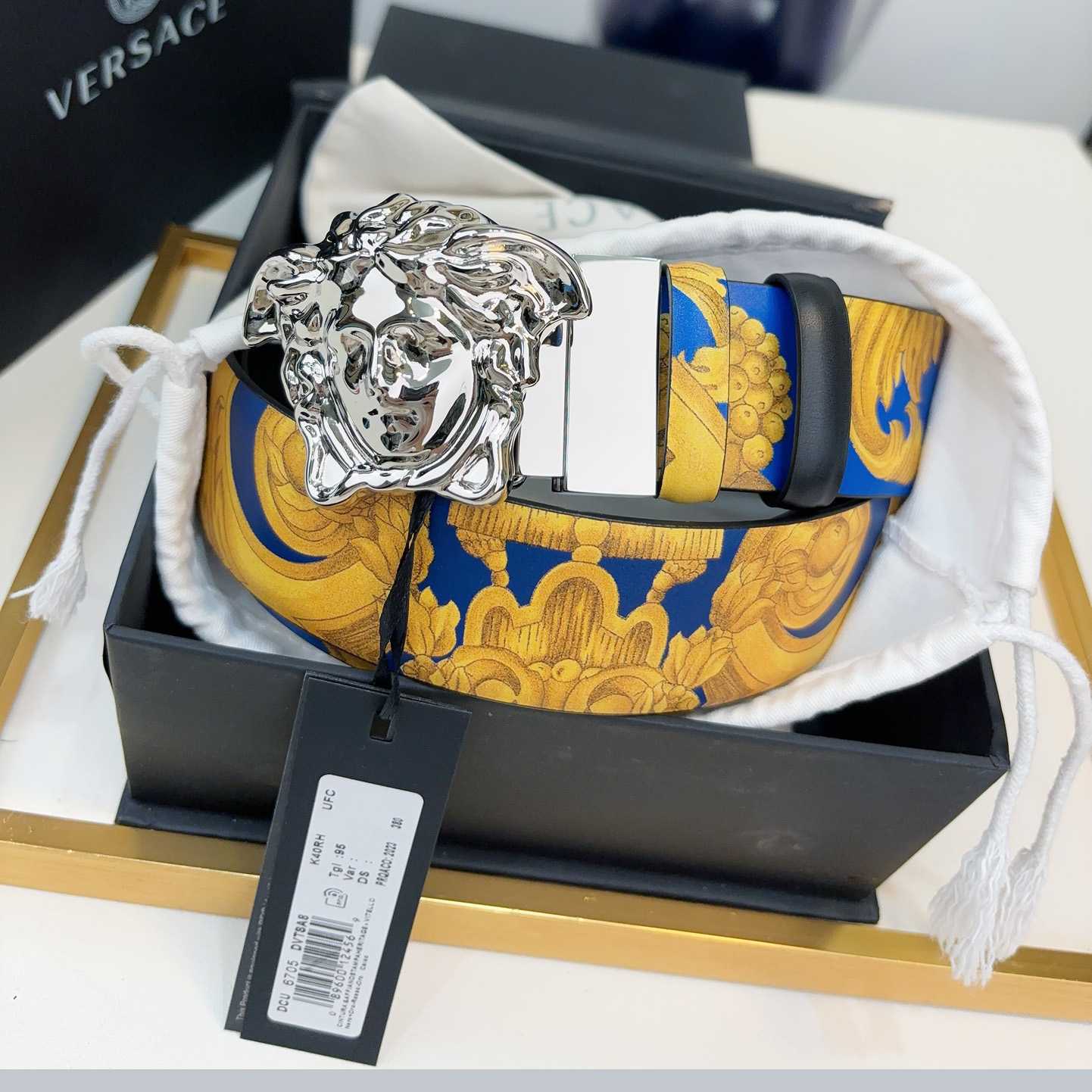 Versace Barocco Reversible Leather Belt    40mm - DopestKickz