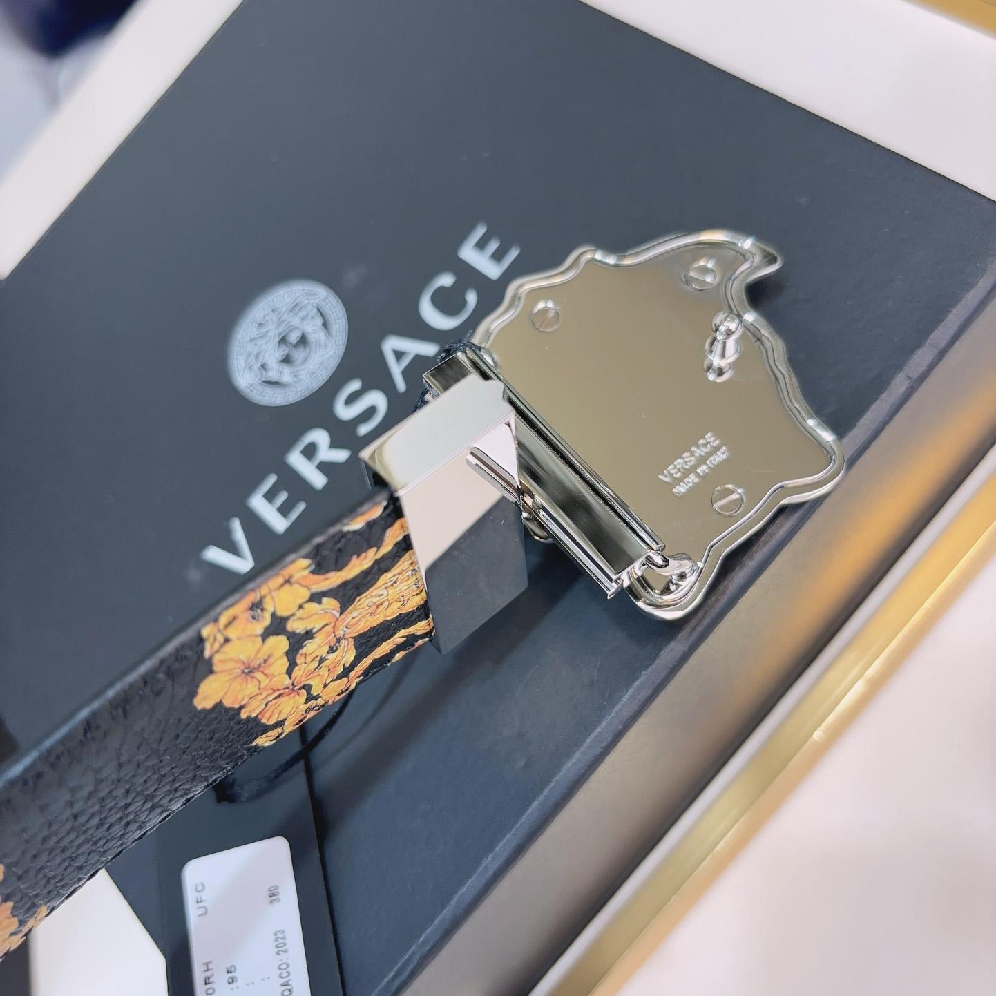 Versace La Medusa Logo-buckle Barocco-print Belt   40mm - DopestKickz