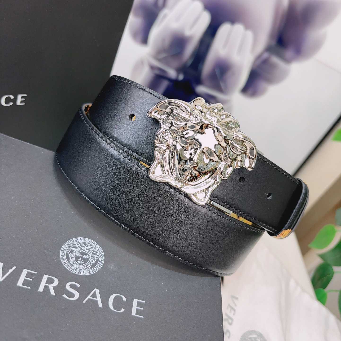 Versace La Medusa Logo-buckle Barocco-print Belt   40mm - DopestKickz