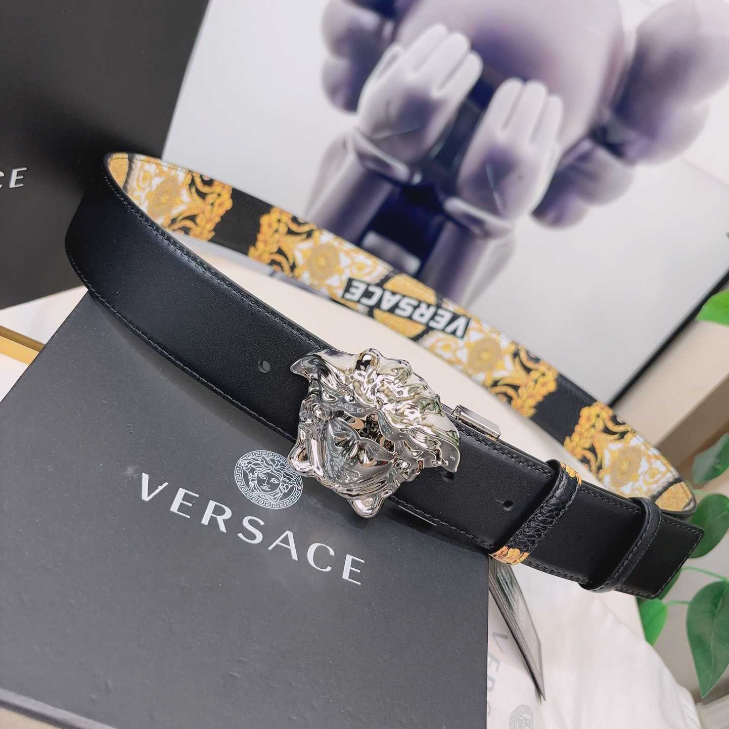 Versace La Medusa Logo-buckle Barocco-print Belt   40mm - DopestKickz