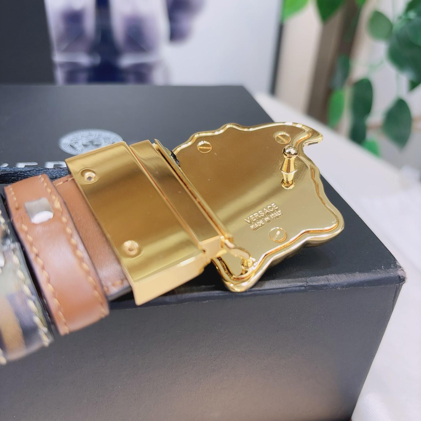 Versace La Medusa Logo-buckle Barocco-print Belt   40mm - DopestKickz