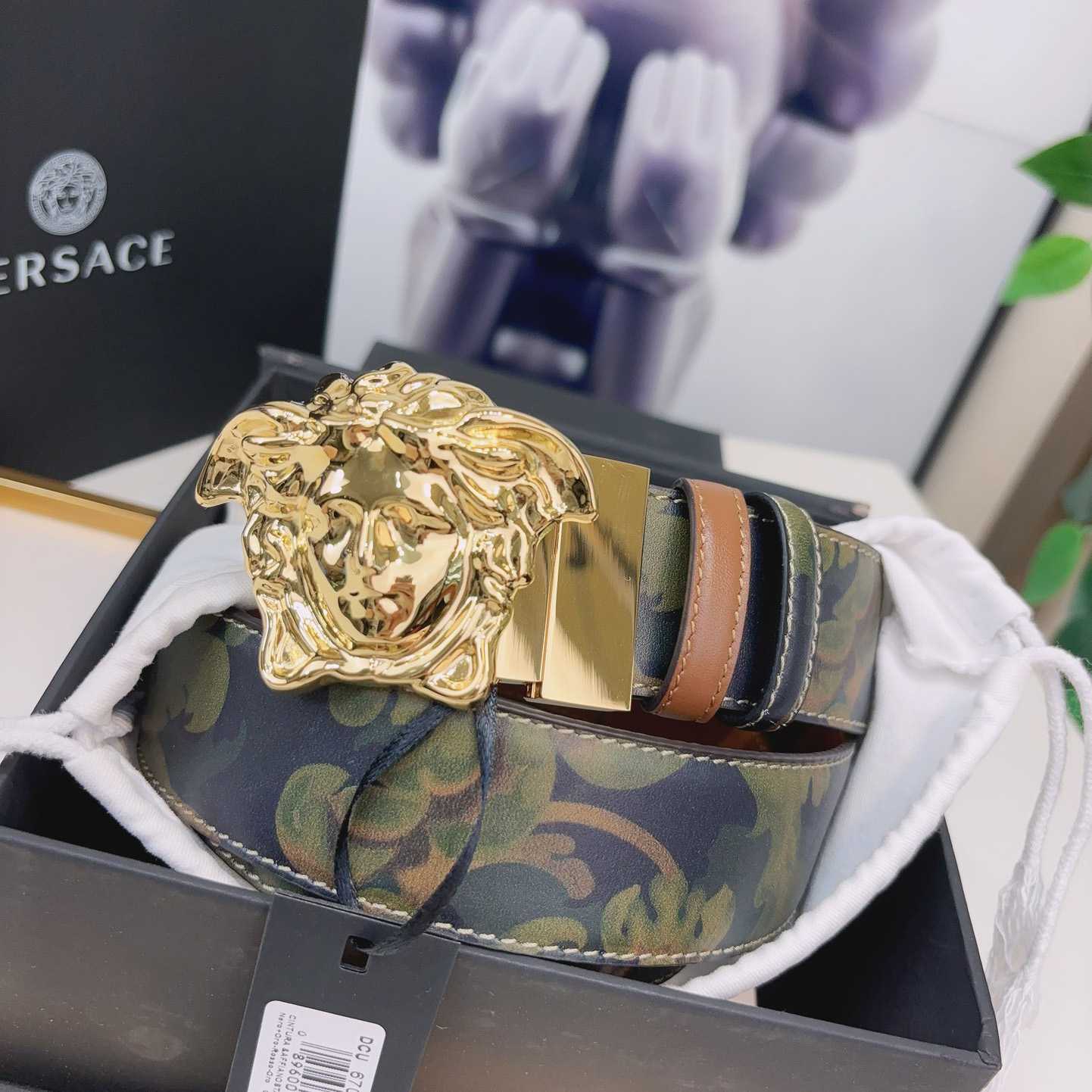 Versace La Medusa Logo-buckle Barocco-print Belt   40mm - DopestKickz