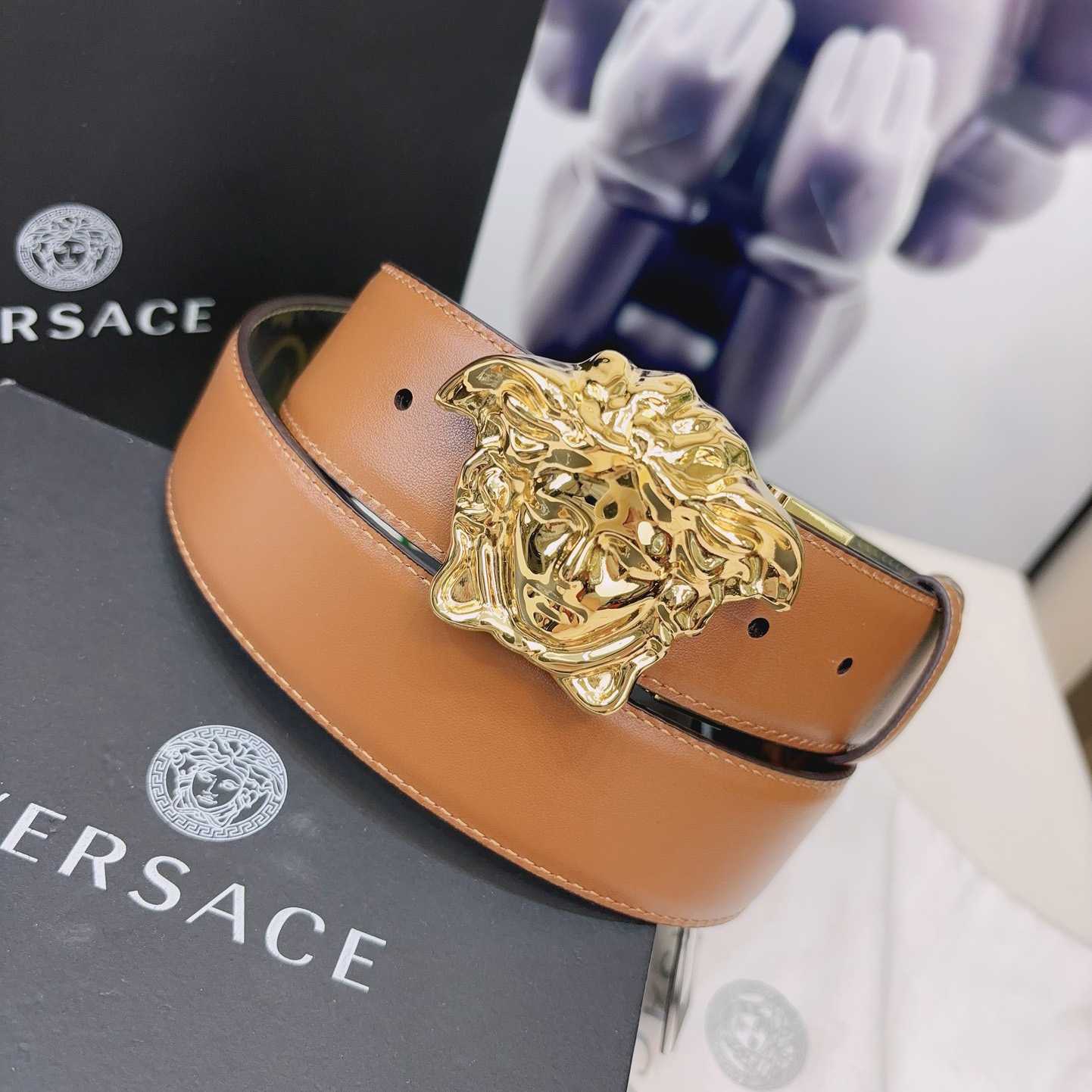 Versace La Medusa Logo-buckle Barocco-print Belt   40mm - DopestKickz