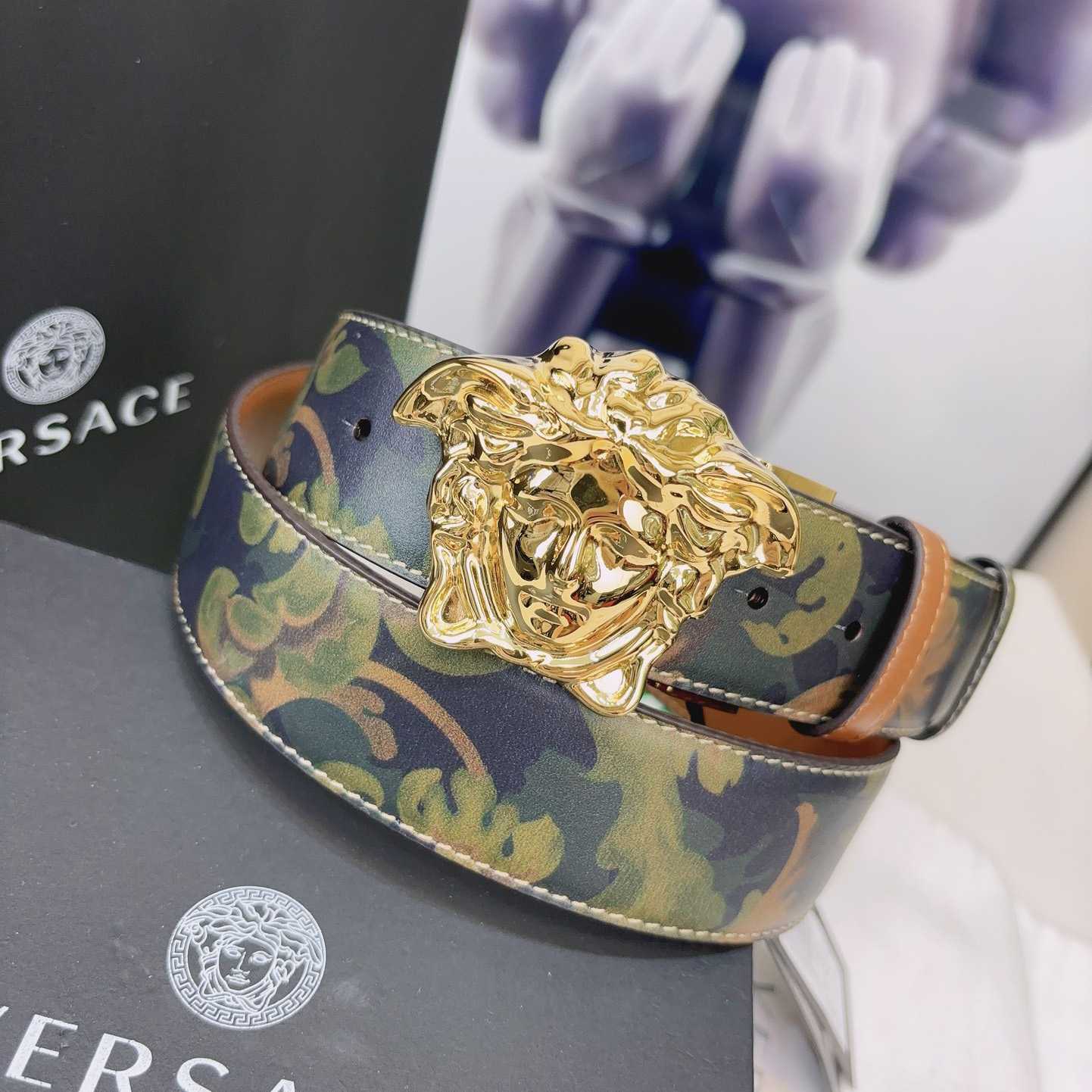 Versace La Medusa Logo-buckle Barocco-print Belt   40mm - DopestKickz