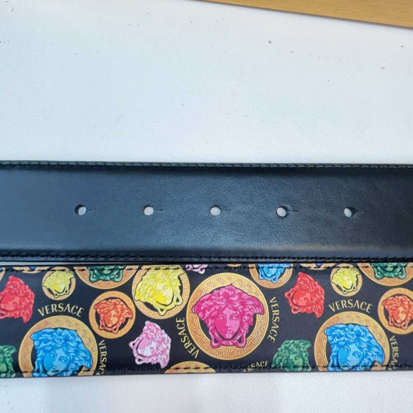 Versace Medusa Medallion Print Reversible Leather Belt   40mm - DopestKickz