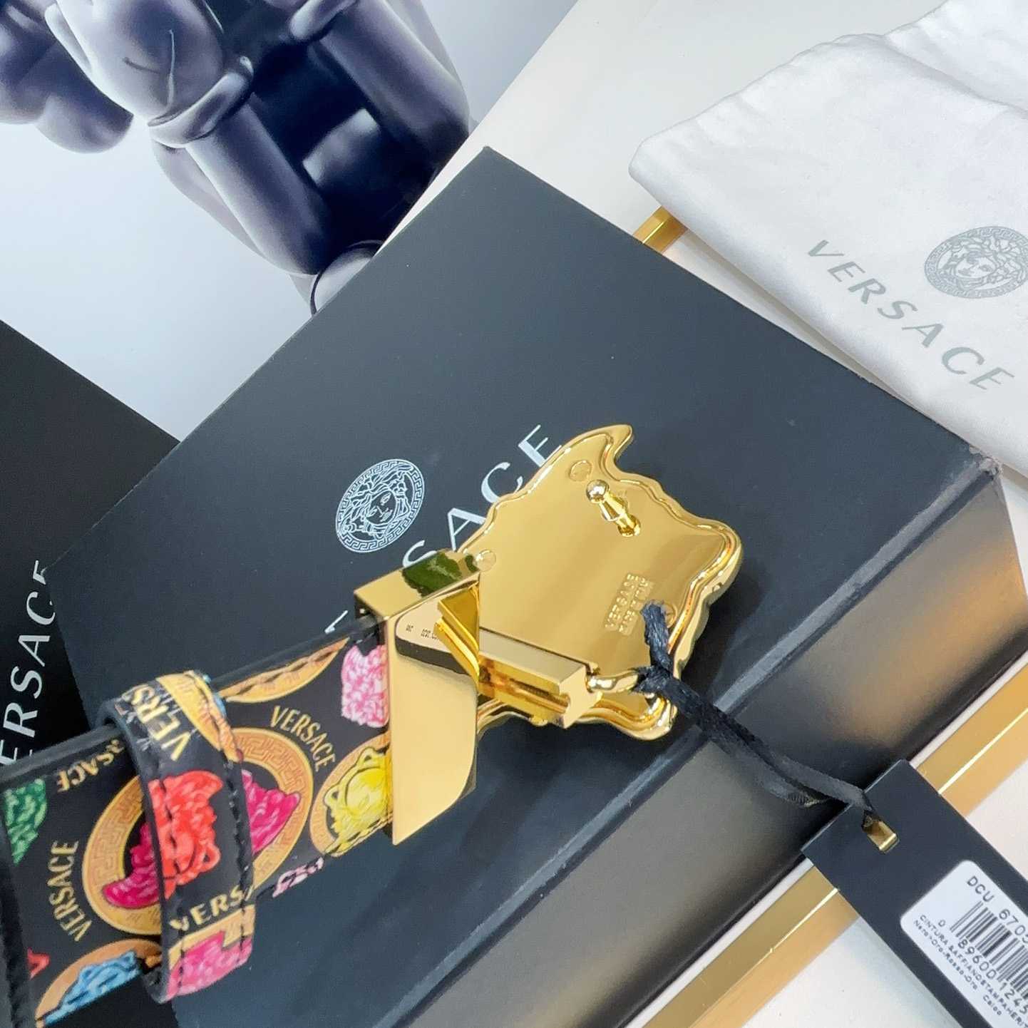 Versace Medusa Medallion Print Reversible Leather Belt   40mm - DopestKickz