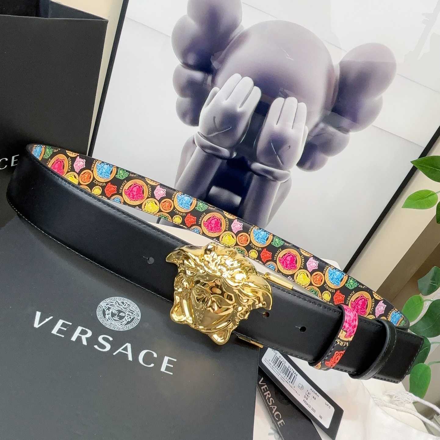 Versace Medusa Medallion Print Reversible Leather Belt   40mm - DopestKickz
