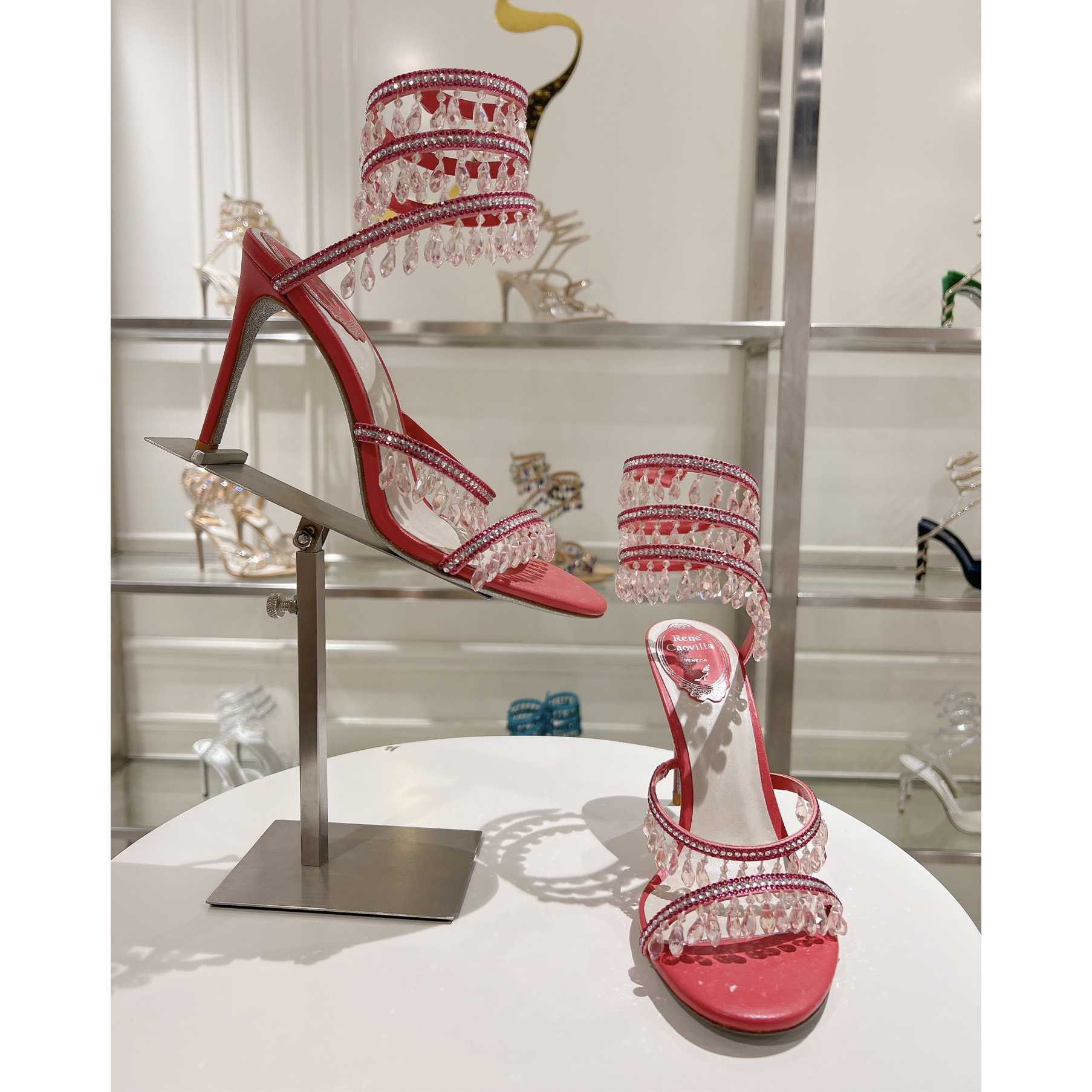Rene Caovilla Chandelier 95mm Crystal-embellished Sandals - DopestKickz