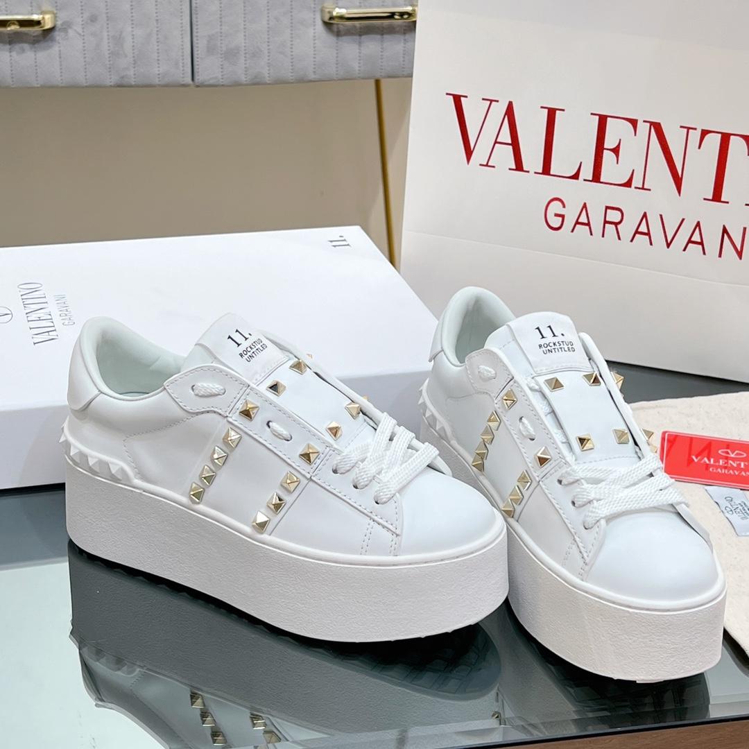 Valenti Flatform Rockstud Untitled Sneaker In Calfskin - DopestKickz