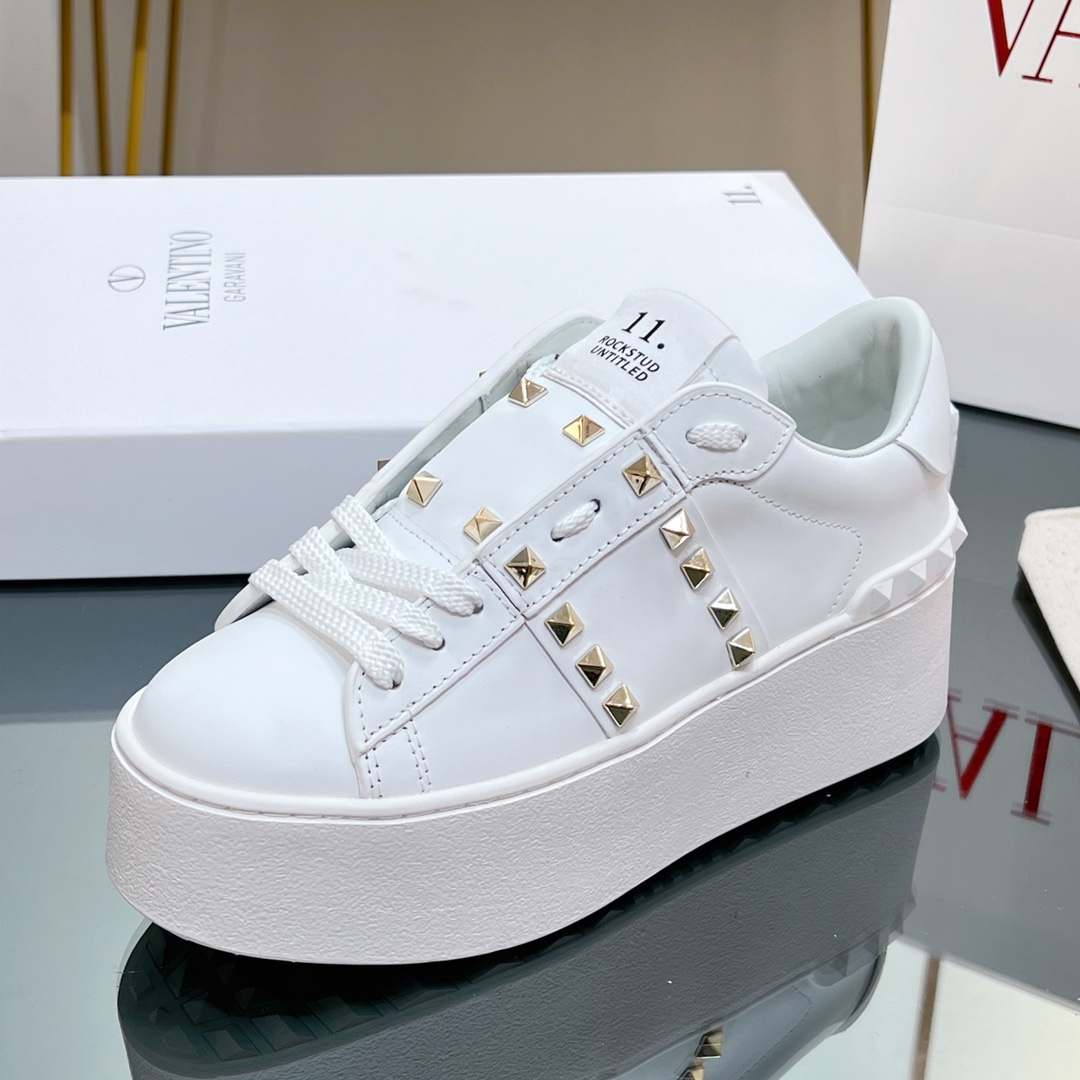 Valenti Flatform Rockstud Untitled Sneaker In Calfskin - DopestKickz