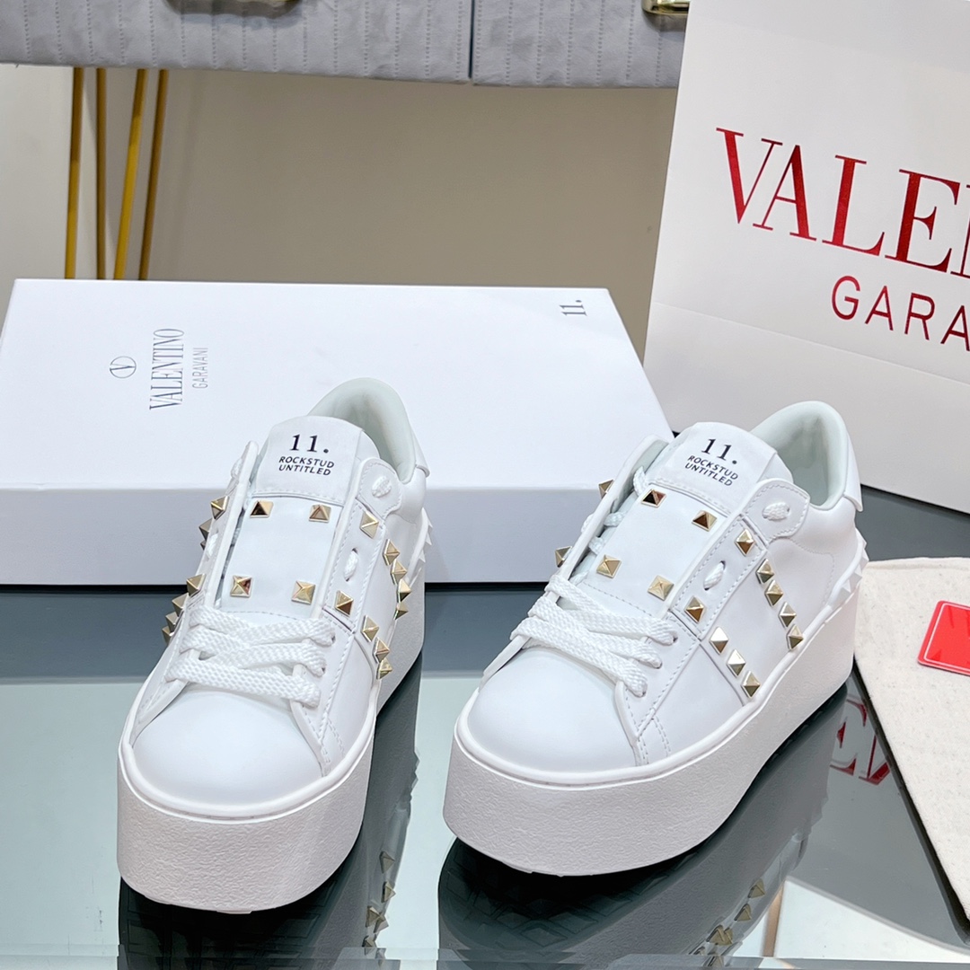 Valenti Flatform Rockstud Untitled Sneaker In Calfskin - DopestKickz