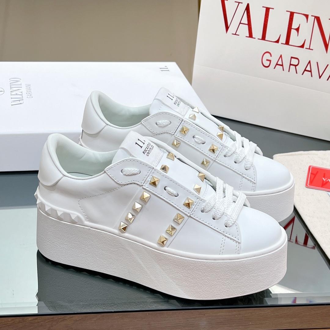 Valenti Flatform Rockstud Untitled Sneaker In Calfskin - DopestKickz