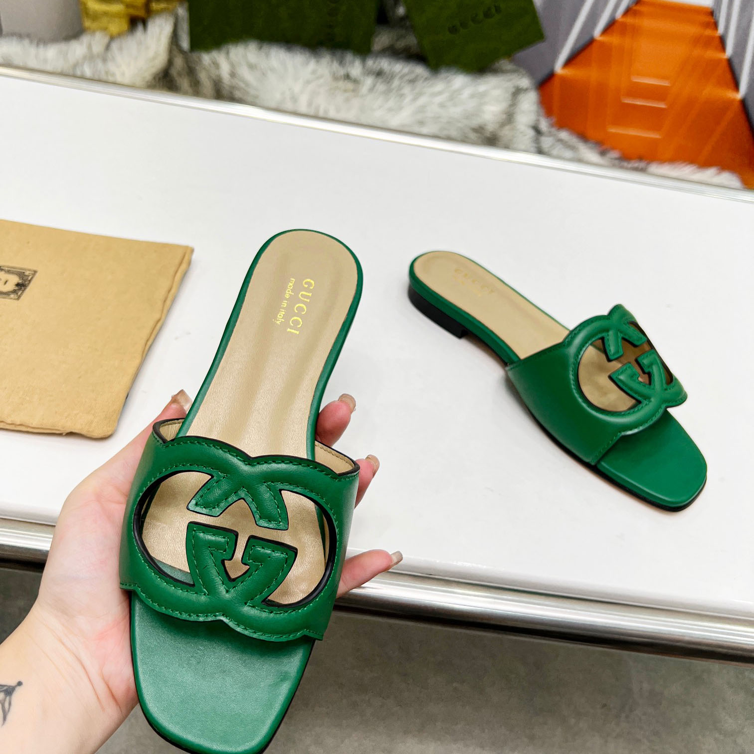 Gucci Women's Interlocking G Cut-out Slide Sandal - DopestKickz