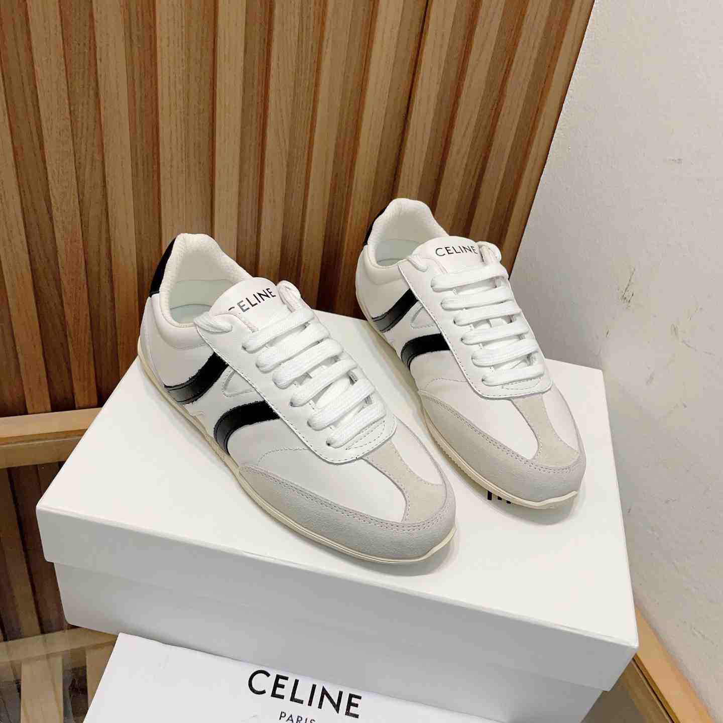 Celine Jogger Low Lace-up Sneaker In Calfskin & Suede Calfskin - DopestKickz