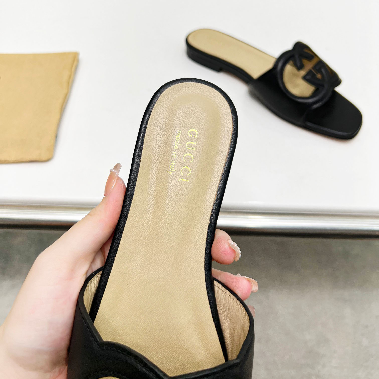 Gucci Women's Interlocking G Cut-out Slide Sandal - DopestKickz