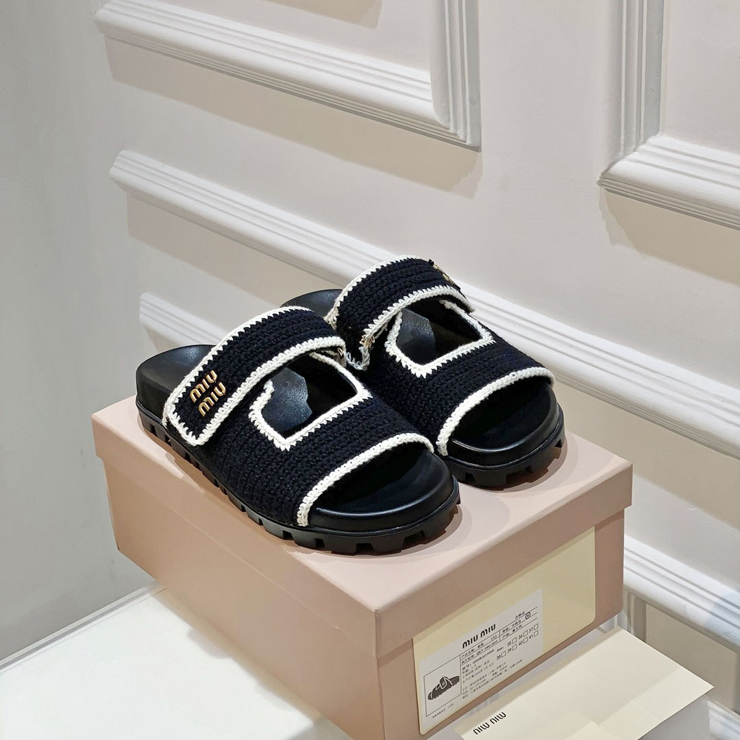 Miu Miu Crochet Knit Slides - DopestKickz