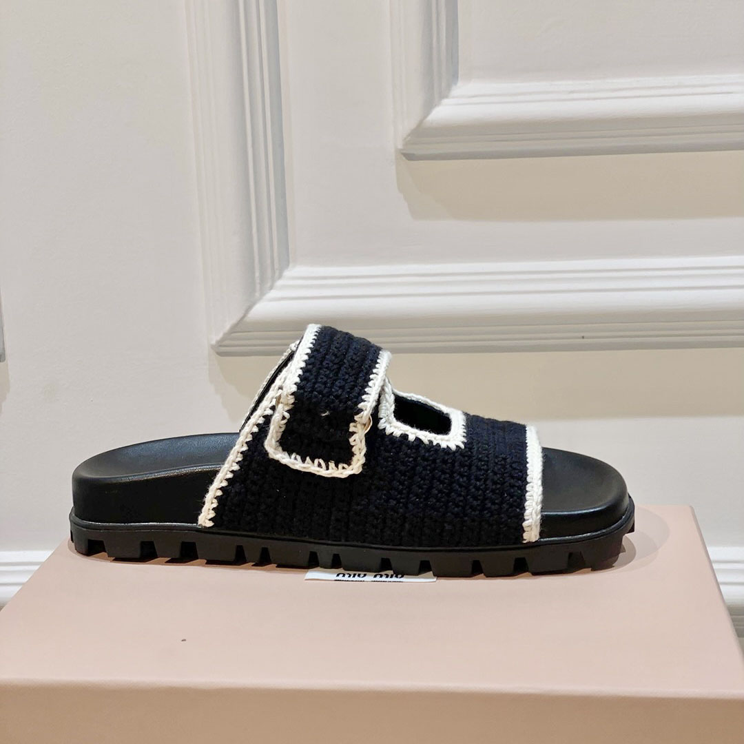 Miu Miu Crochet Knit Slides - DopestKickz