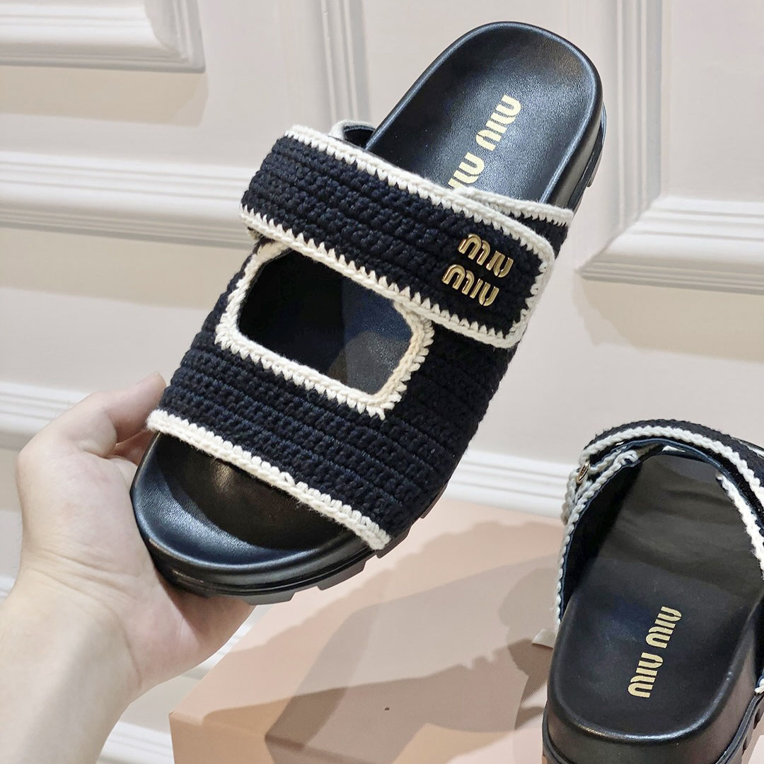 Miu Miu Crochet Knit Slides - DopestKickz