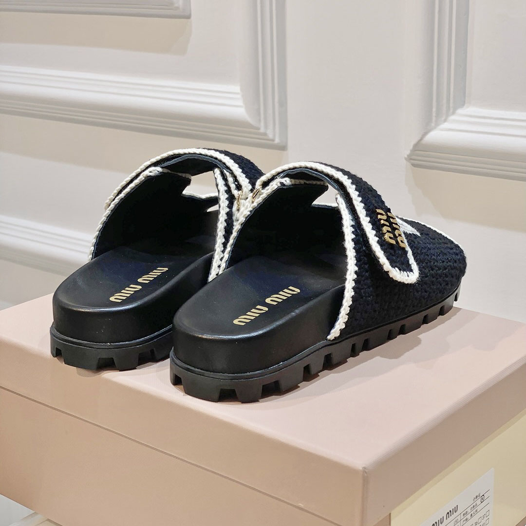 Miu Miu Crochet Knit Slides - DopestKickz