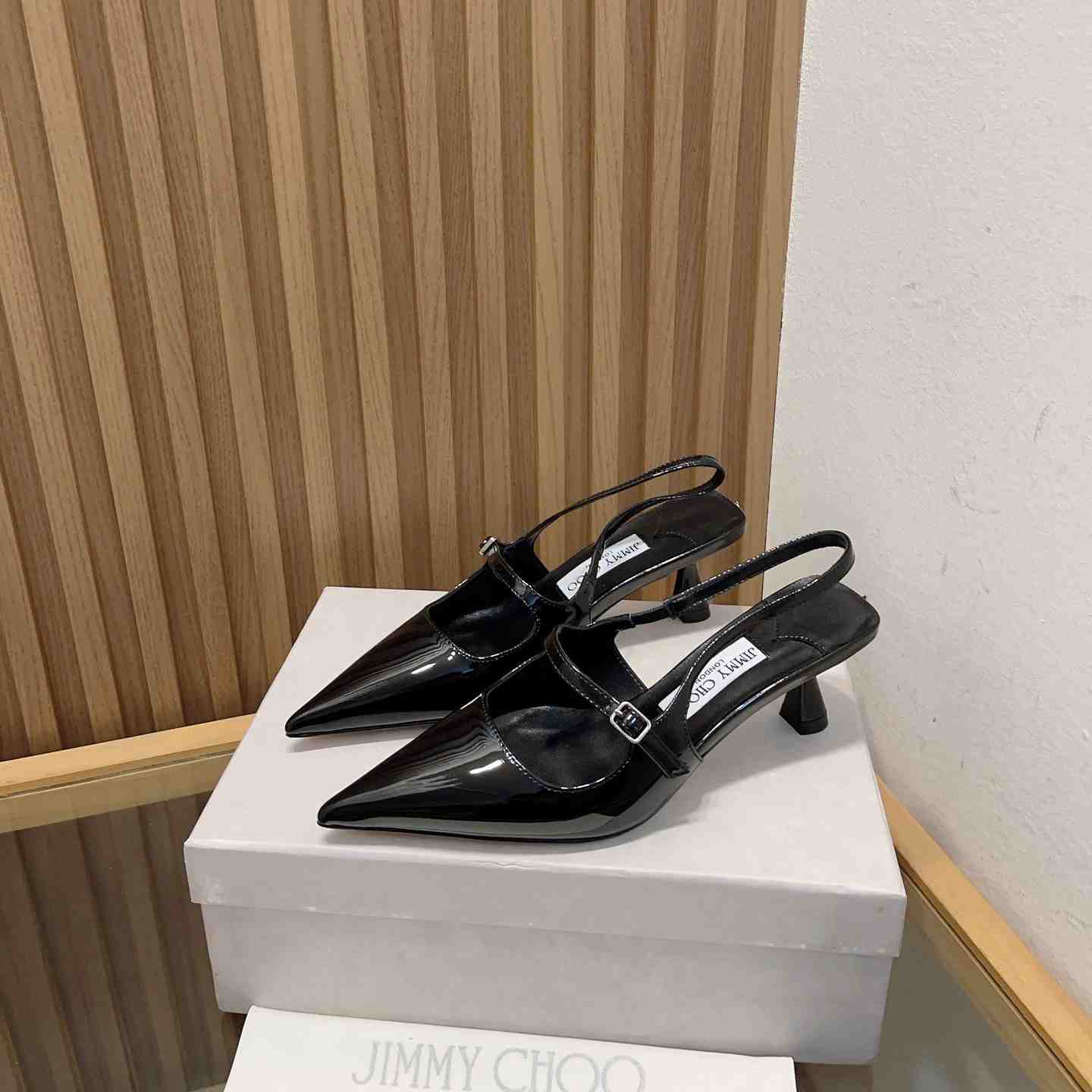 Jimmy Choo Didi 45 Black Patent Leather Pointed Pumps - DopestKickz