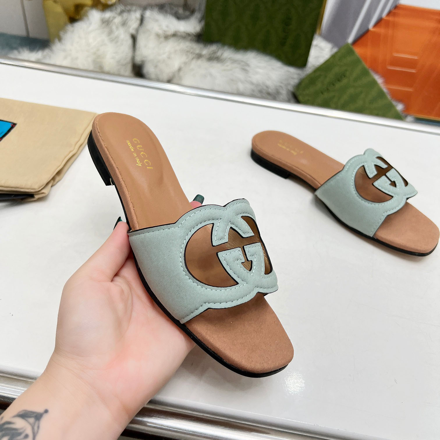 Gucci Women's Interlocking G Cut-out Sandal - DopestKickz