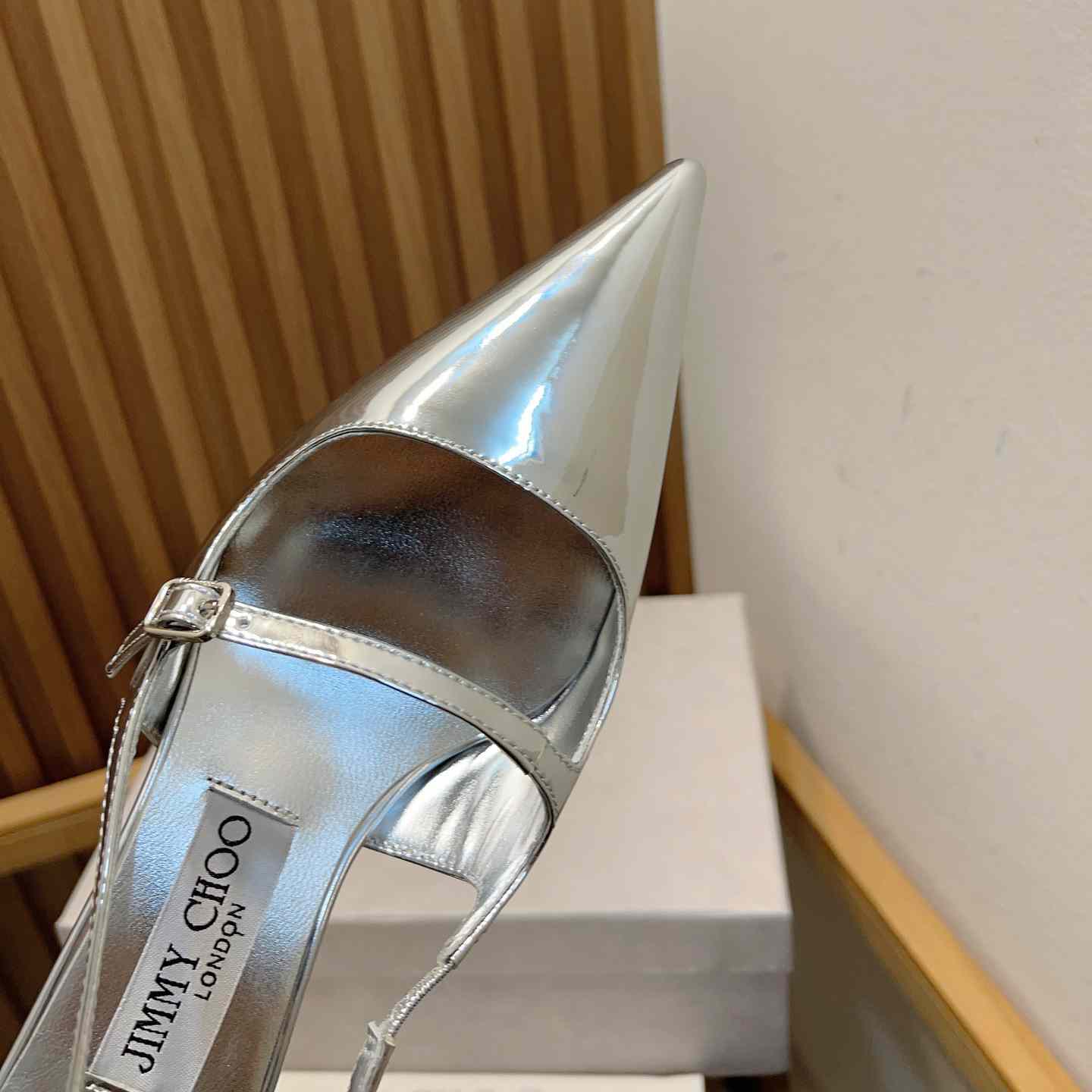 Jimmy Choo Didi 45 Silver Liquid Metal Leather Pointed Pumps - DopestKickz