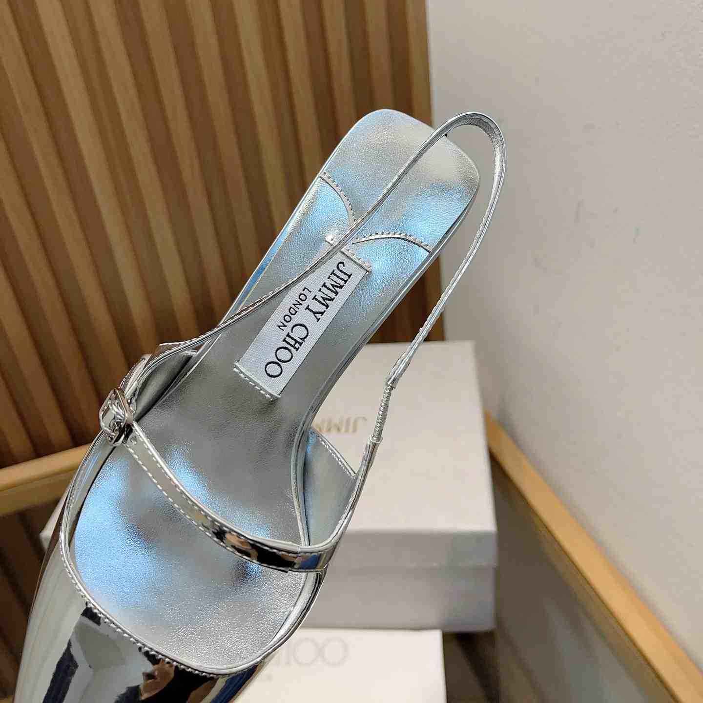 Jimmy Choo Didi 45 Silver Liquid Metal Leather Pointed Pumps - DopestKickz