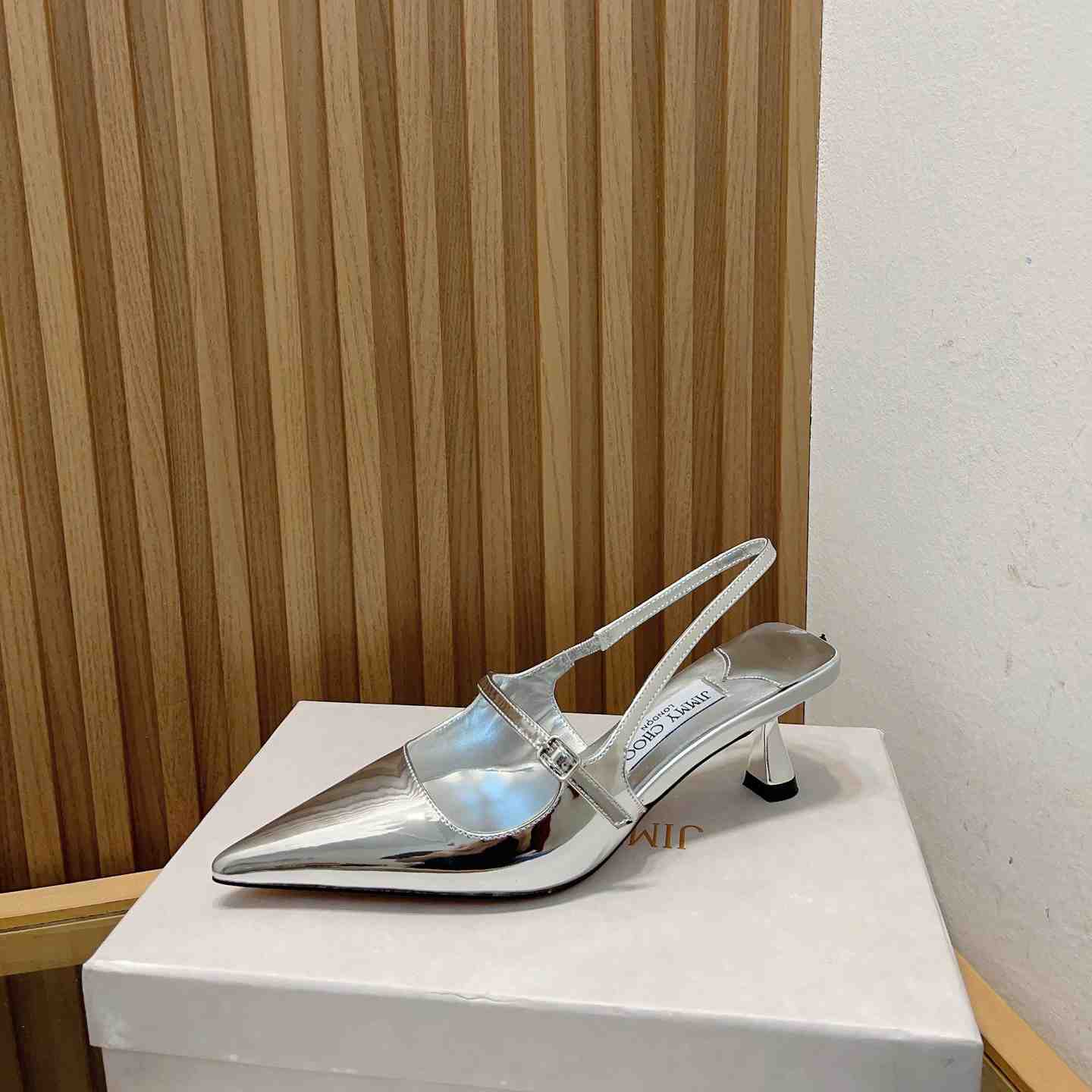 Jimmy Choo Didi 45 Silver Liquid Metal Leather Pointed Pumps - DopestKickz