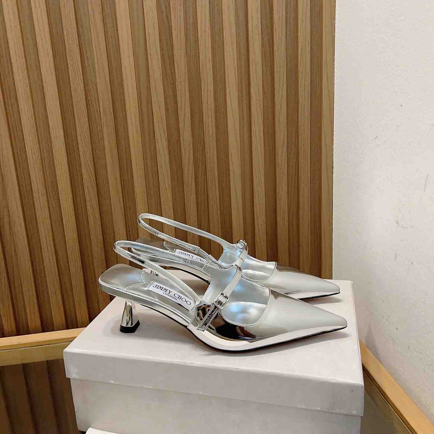 Jimmy Choo Didi 45 Silver Liquid Metal Leather Pointed Pumps - DopestKickz