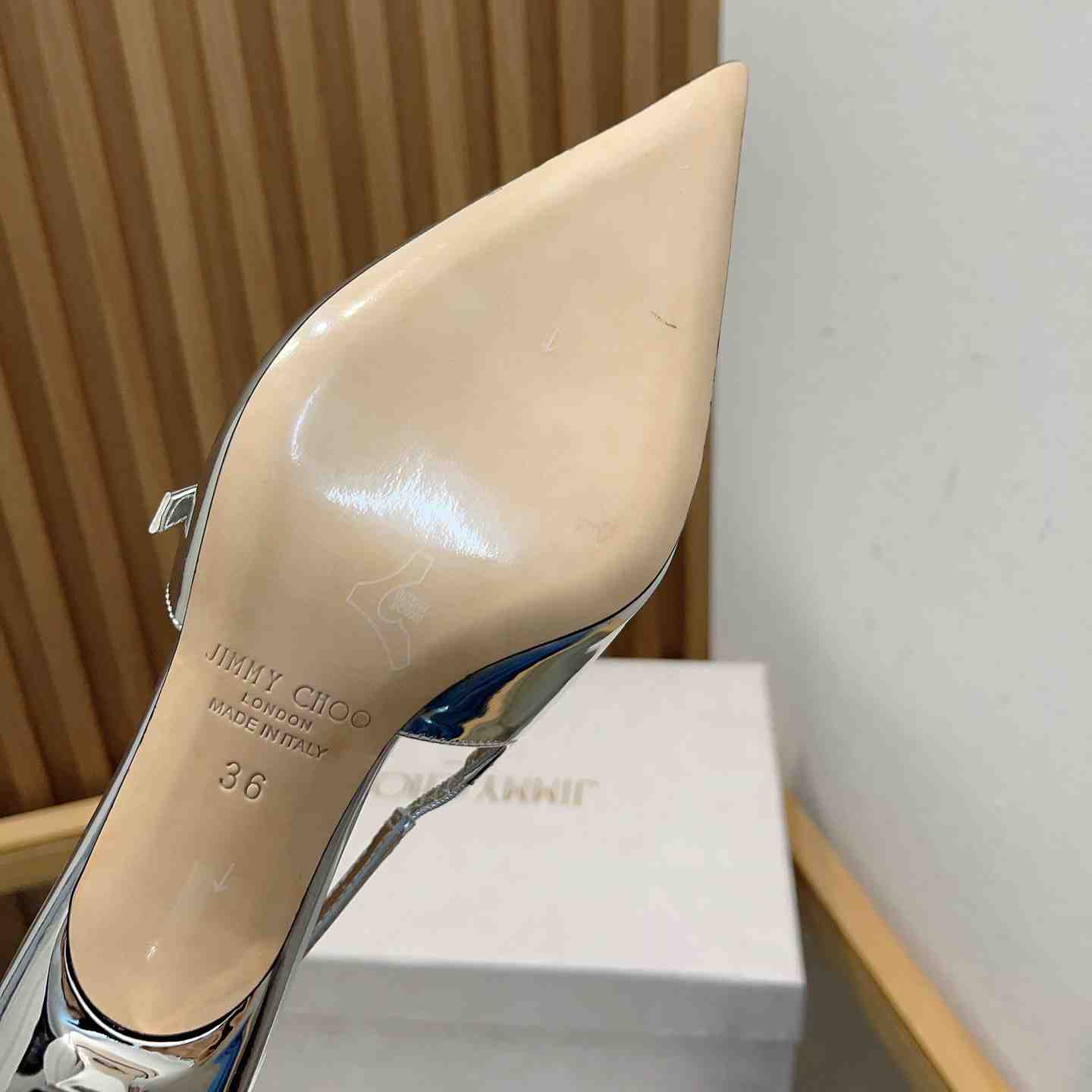 Jimmy Choo Didi 45 Silver Liquid Metal Leather Pointed Pumps - DopestKickz