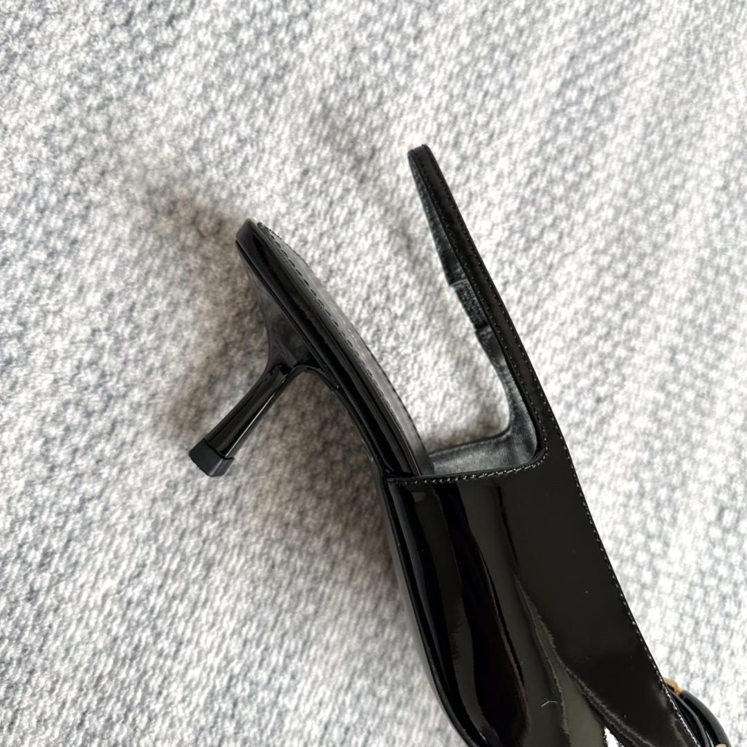 Saint Laurent Carine Slingback Pumps In Patent Leather - DopestKickz