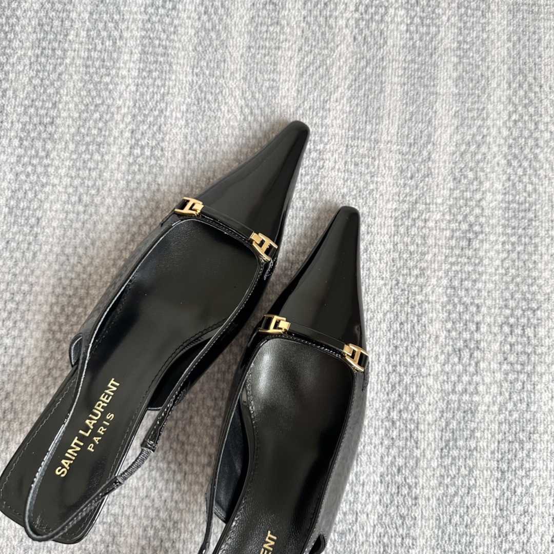 Saint Laurent Carine Slingback Pumps In Patent Leather - DopestKickz